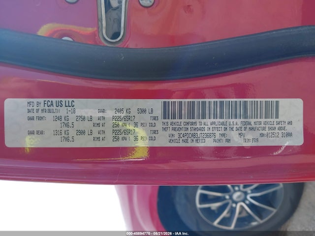 Aukcja sprzedaży 2018 Dodge Journey Se, vin: 3C4PDCAB3JT236876, numer aukcji: 45894770