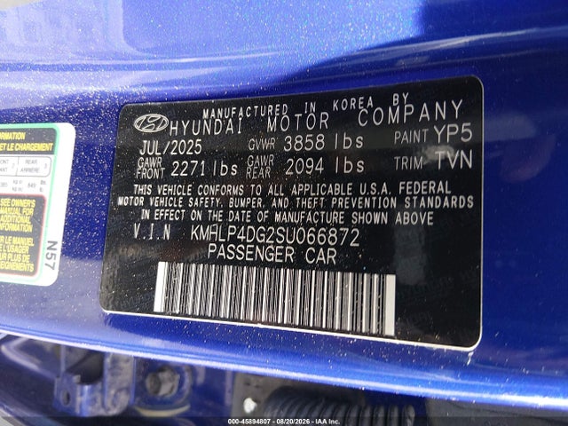 Продажа на аукционе авто 2025 Hyundai Elantra Limited, vin: KMHLP4DG2SU066872, номер лота: 45894807