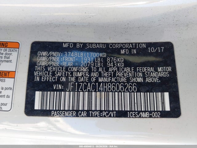Subaru Brz Limited 2017 JF1ZCAC14H8606266 Image 9