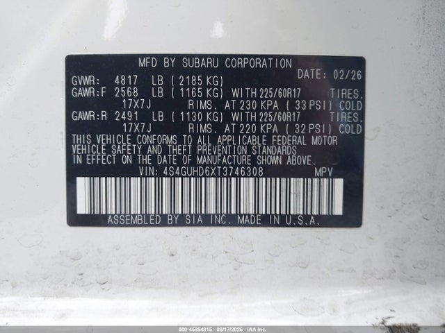 Subaru Crosstrek Premium 2026 4S4GUHD6XT3746308 Image 9