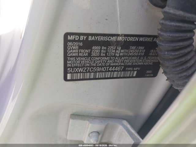 45894883 :رقم المزاد ، 5UXWZ7C59H0T44467 vin ، 2017 Bmw X3 Sdrive28i مزاد بيع