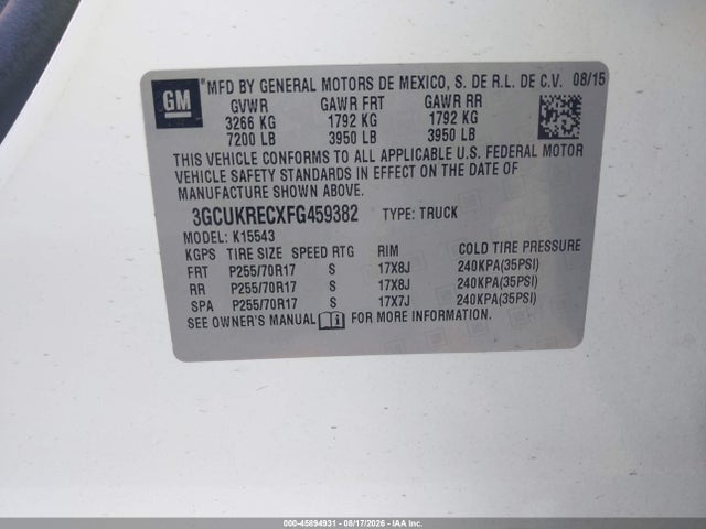 Chevrolet Silverado 1500 Lt 2015 3GCUKRECXFG459382 Image 9