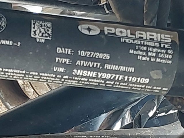 45894961 :رقم المزاد ، 3NSNEY997TF119109 vin ، 2026 Polaris Rzr Xp 1000 Eps مزاد بيع