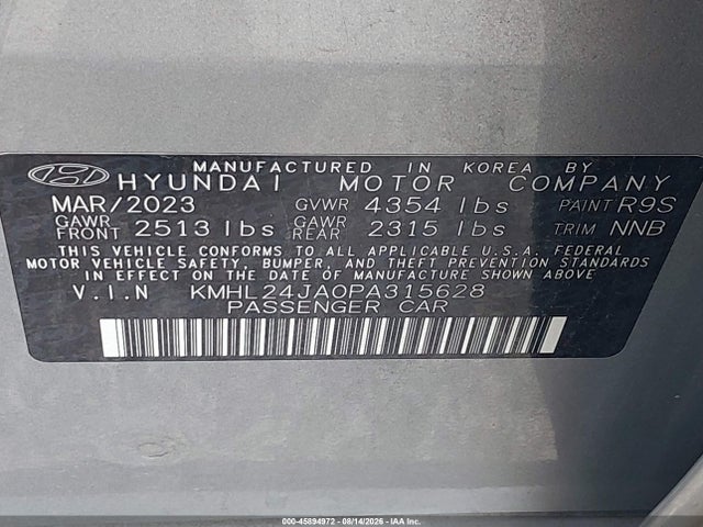 Продаж на аукціоні авто 2023 Hyundai Sonata Se, vin: KMHL24JA0PA315628, номер лоту: 45894972