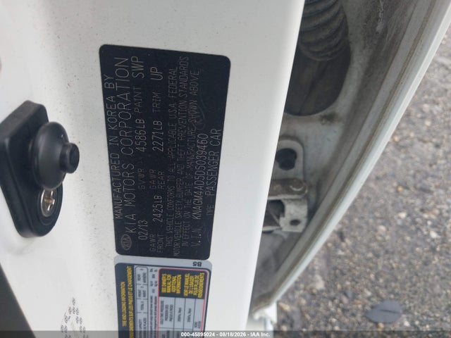 Aukcja sprzedaży 2013 Kia Optima Hybrid Ex, vin: KNAGM4AD5D5039460, numer aukcji: 45895024