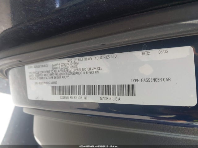 Продаж на аукціоні авто 2005 Subaru Legacy 2.5i, vin: 4S3BP616357388849, номер лоту: 45895036