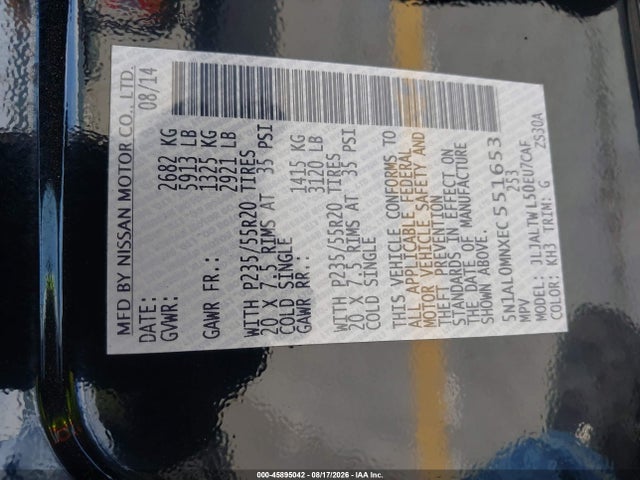 5N1AL0MNXEC551653 Infiniti QX60