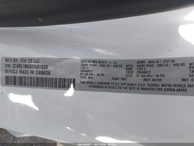 Chrysler Pacifica Select 2025 2C4RC1BG6SR581639 Image 9