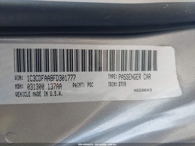 Auction sale of the 2015 Dodge Dart Se, vin: 1C3CDFAA8FD301777, lot number: 45895078