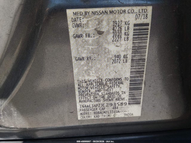 Nissan Altima 2.5 Sv 2018 1N4AL3AP2JC293589 Image 9