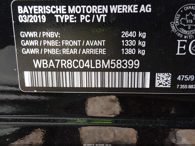 Продажа на аукционе авто 2020 Bmw 750i Xdrive, vin: WBA7R8C04LBM58399, номер лота: 45895178