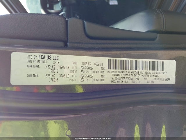 45895198 :رقم المزاد ، 1C4RJFAG3JC297686 vin ، 2018 Jeep Grand Cherokee Laredo E 4x4 مزاد بيع