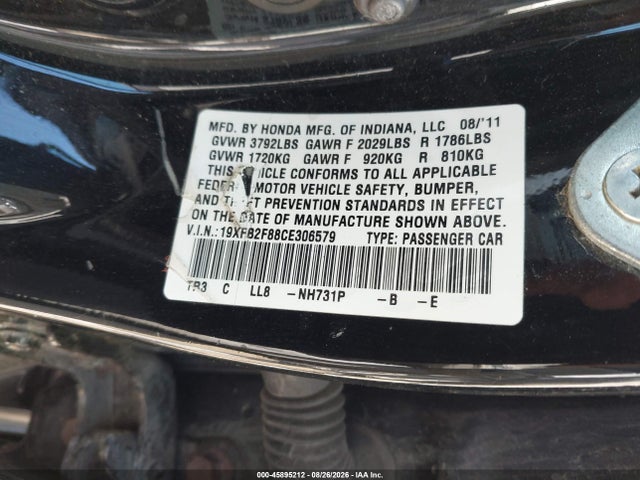 Aukcja sprzedaży 2012 Honda Civic Ex, vin: 19XFB2F88CE306579, numer aukcji: 45895212