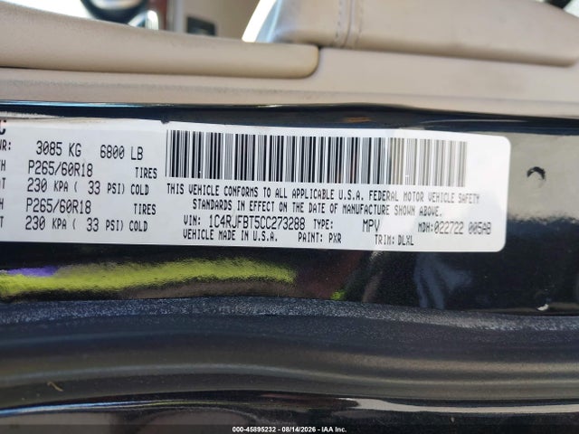 Aukcja sprzedaży 2012 Jeep Grand Cherokee Limited, vin: 1C4RJFBT5CC273288, numer aukcji: 45895232