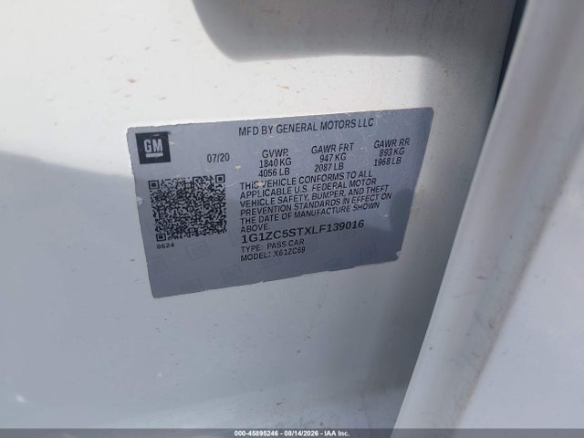 1G1ZC5STXLF139016 Chevrolet Malibu Fwd 1fl