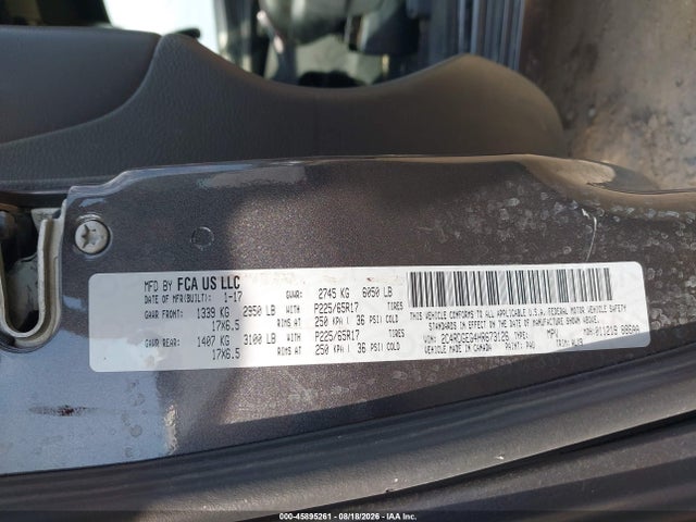 Aukcja sprzedaży 2017 Dodge Grand Caravan Gt, vin: 2C4RDGEG4HR673126, numer aukcji: 45895261