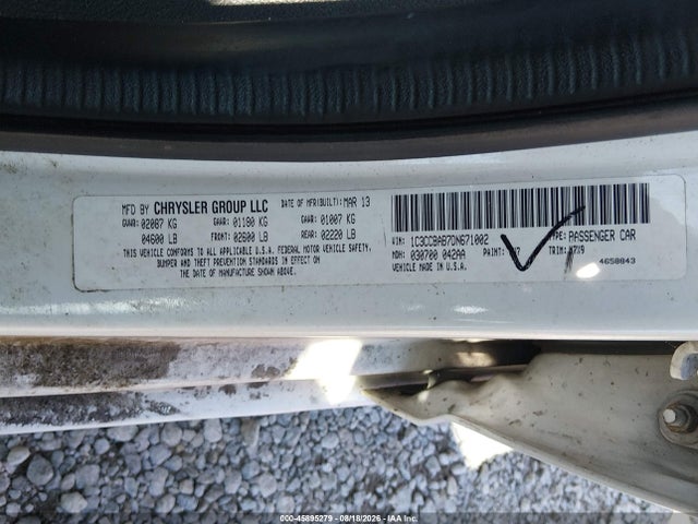 2013 Chrysler 200 Lx მანქანა იყიდება აუქციონზე, vin: 1C3CCBAB7DN671002, აუქციონის ნომერი: 45895279