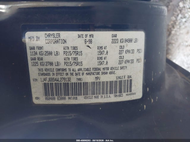 Продаж на аукціоні авто 1998 Jeep Cherokee Classic/sport, vin: 1J4FJ68S4WL279132, номер лоту: 45895283