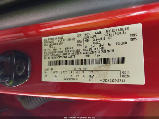 Продажа на аукционе авто 2023 Ford F-150 Xlt, vin: 1FTEW1CP0PKF92579, номер лота: 45895307