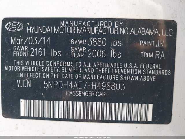 Hyundai ELANTRA SE 2014 5NPDH4AE7EH498803 Image 9