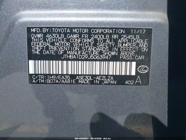 Продаж на аукціоні авто 2018 Lexus Is 300, vin: JTHBA1D29J5063947, номер лоту: 45895507