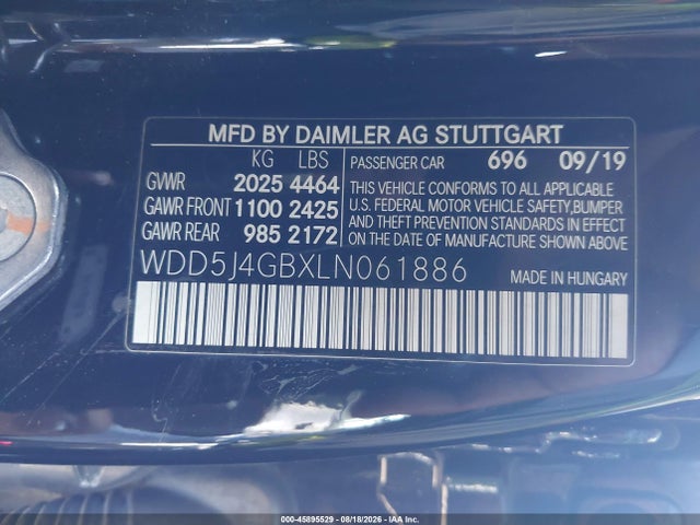 WDD5J4GBXLN061886 Mercedes-Benz CLA 250