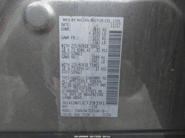 Nissan Rogue Sl 2018 5N1AT2MV1JC729391 Image 9