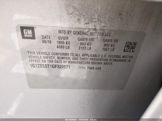 Продаж на аукціоні авто 2016 Chevrolet Malibu 1lt, vin: 1G1ZE5ST1GF320571, номер лоту: 45895651