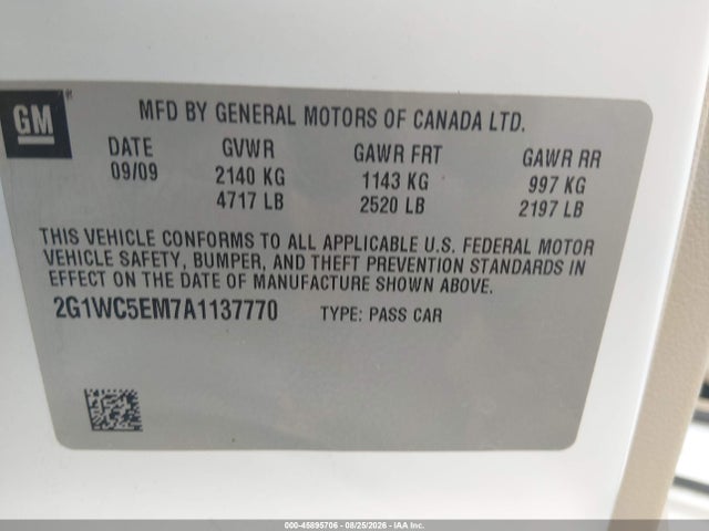 Aukcja sprzedaży 2010 Chevrolet Impala Ltz, vin: 2G1WC5EM7A1137770, numer aukcji: 45895706