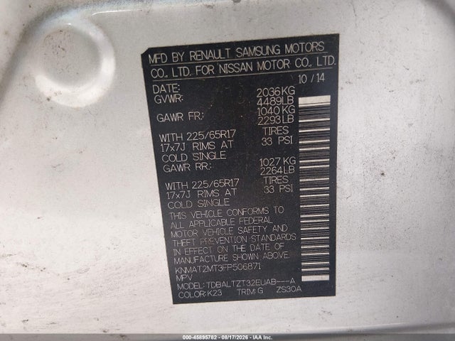 Nissan ROGUE SV 2015 KNMAT2MT3FP506871 Image 9