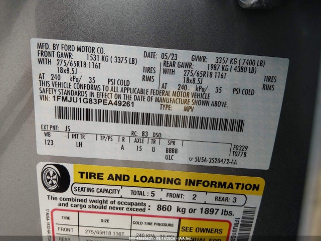 1FMJU1G83PEA49261 Ford Expedition Xl