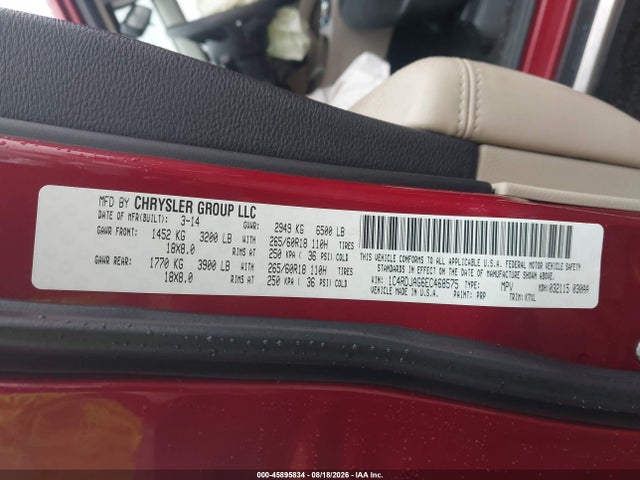Aukcja sprzedaży 2014 Dodge Durango Sxt, vin: 1C4RDJAG6EC468575, numer aukcji: 45895834