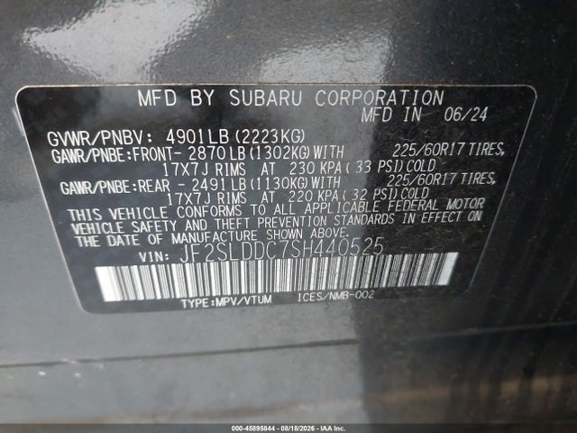 Aukcja sprzedaży 2025 Subaru Forester Premium, vin: JF2SLDDC7SH440525, numer aukcji: 45895844