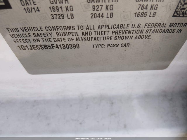 1G1JE6SB5F4130390 Chevrolet Sonic Ltz Auto
