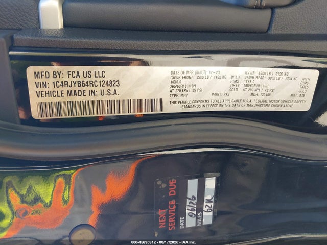 2024 Jeep Grand Cherokee 4xe მანქანა იყიდება აუქციონზე, vin: 1C4RJYB64RC124823, აუქციონის ნომერი: 45895912