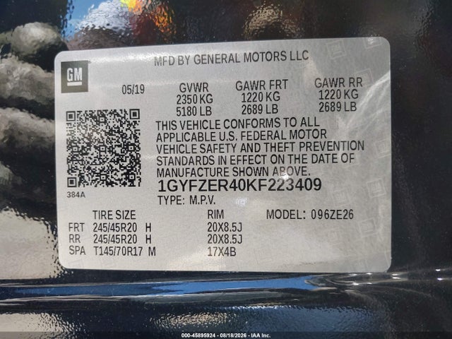 1GYFZER40KF223409 Cadillac XT4 SPORT