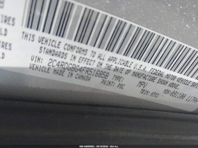 Продажа на аукционе авто 2015 Dodge Grand Caravan Se, vin: 2C4RDGBG4FR516858, номер лота: 45895953