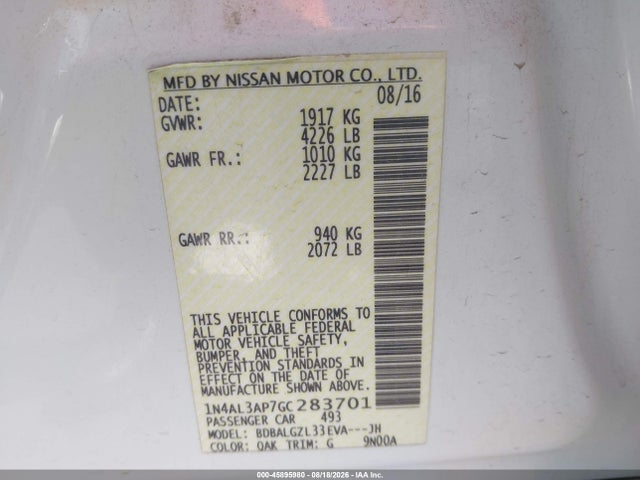Nissan Altima 2.5 S 2016 1N4AL3AP7GC283701 Image 9