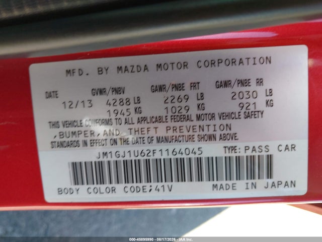 JM1GJ1U62F1164045 Mazda Mazda6 I Sport