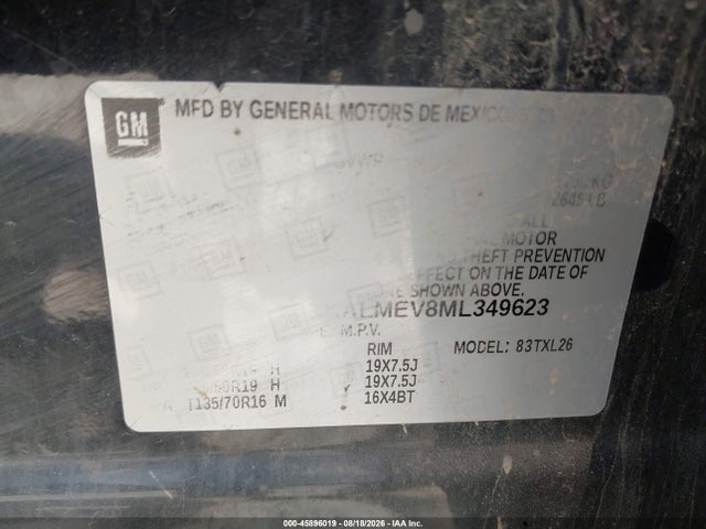 45896019 :رقم المزاد ، 3GKALMEV8ML349623 vin ، 2021 Gmc Terrain Fwd Sle مزاد بيع