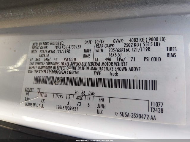 Ford Transit-250 2019 1FTYR1YM0KKA16616 Image 9