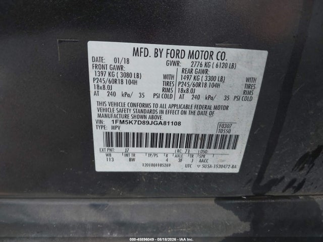 Продажа на аукционе авто 2018 Ford Explorer Xlt, vin: 1FM5K7D89JGA81108, номер лота: 45896049
