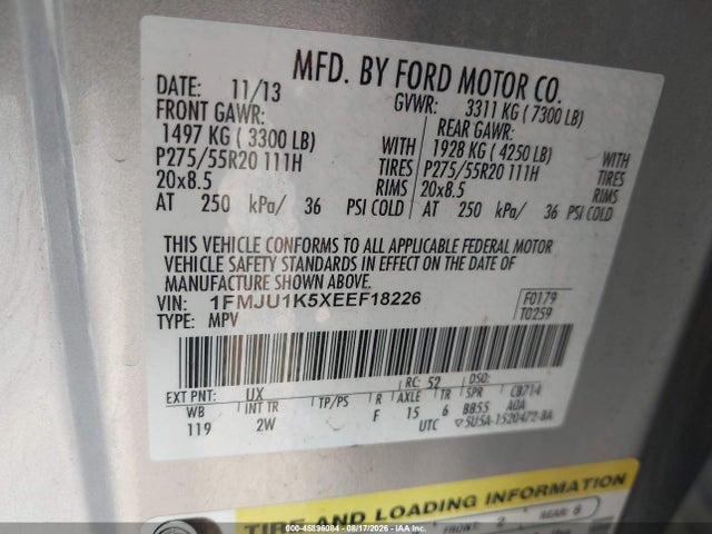 2014 Ford Expedition Limited მანქანა იყიდება აუქციონზე, vin: 1FMJU1K5XEEF18226, აუქციონის ნომერი: 45896084