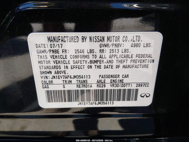 JN1EV7AP4JM354113 Infiniti Q50 3.0t Luxe