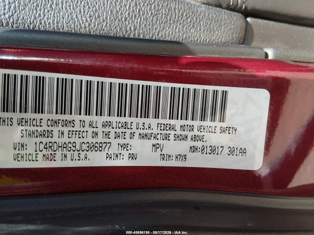 Aukcja sprzedaży 2018 Dodge Durango Sxt Rwd, vin: 1C4RDHAG9JC306877, numer aukcji: 45896198