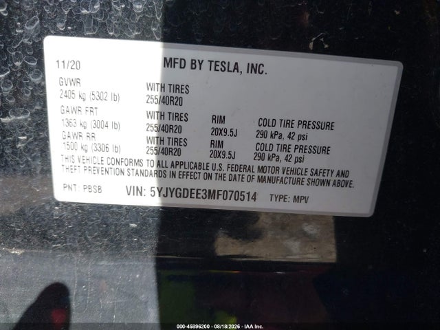 5YJYGDEE3MF070514 Tesla Model Y Long Range Dual Motor All-wheel Drive