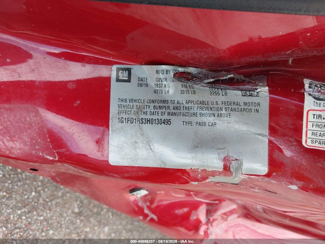 45896207 :رقم المزاد ، 1G1FD1RS3H0130495 vin ، 2017 Chevrolet Camaro 2lt مزاد بيع