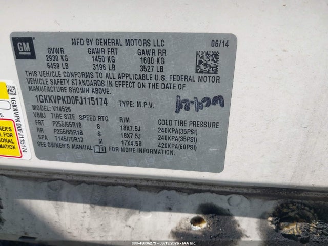 Продаж на аукціоні авто 2015 Gmc Acadia Sle-2, vin: 1GKKVPKD0FJ115174, номер лоту: 45896279