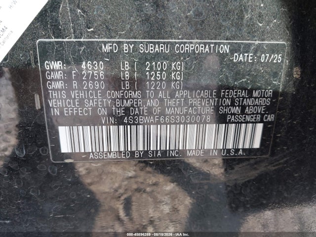 Продажа на аукционе авто 2025 Subaru Legacy Premium, vin: 4S3BWAF66S3030078, номер лота: 45896289