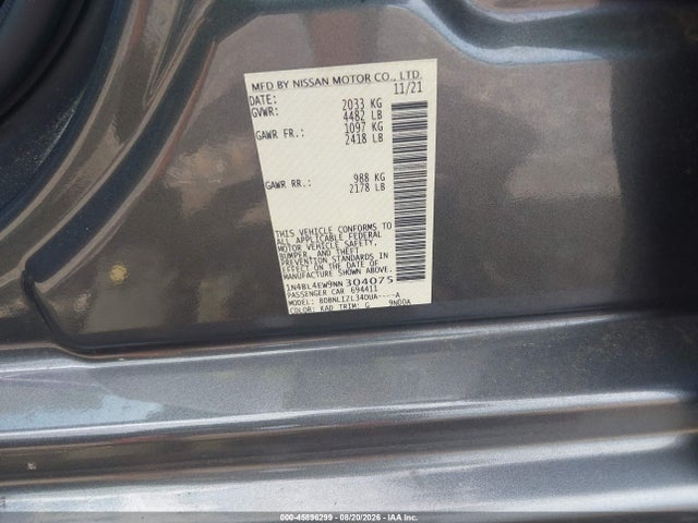 Продаж на аукціоні авто 2022 Nissan Altima Sl Intelligent Awd, vin: 1N4BL4EW9NN304075, номер лоту: 45896299